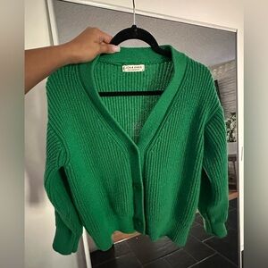 Jon & Anna Emerald Green Ribbed V-Neck Button Cardigan
